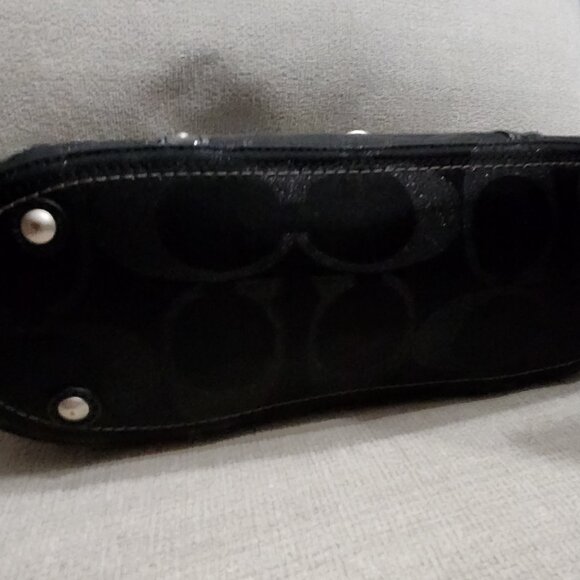 FLAWLESS Coach Signature Black Lurex Studded Shoulder Bag Purse - Picture 5 of 14